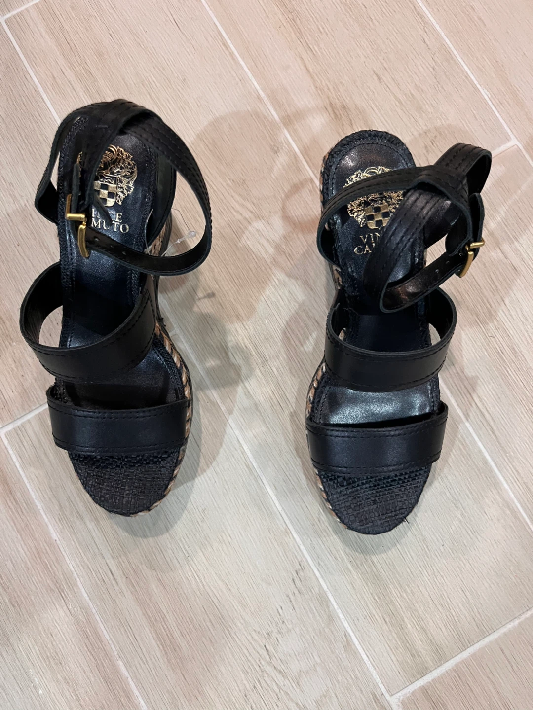 NEW Size 38 Vince Camuto Black Wedge Sandals - photo 3