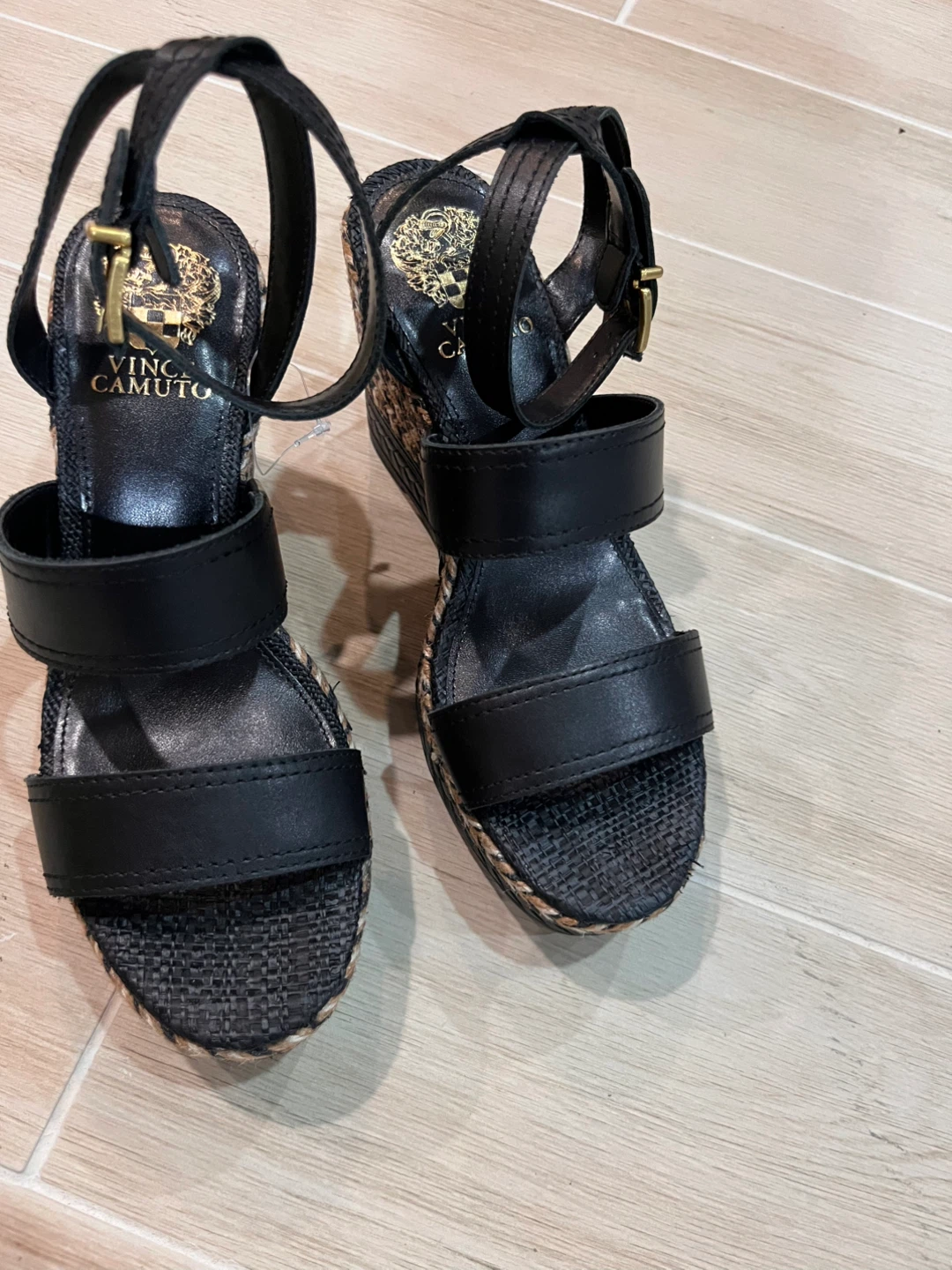 NEW Size 38 Vince Camuto Black Wedge Sandals - photo 5