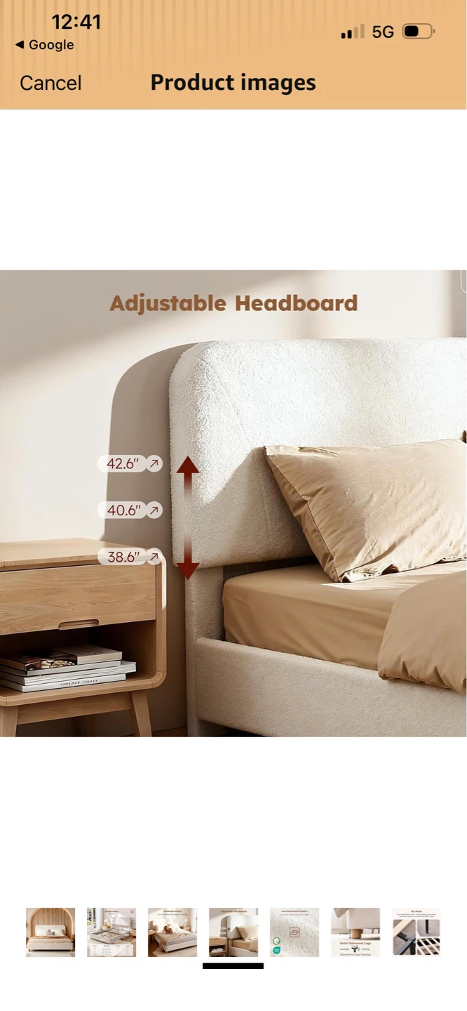 New Full Size Bouclé Upholstered Bed Frame - photo 3
