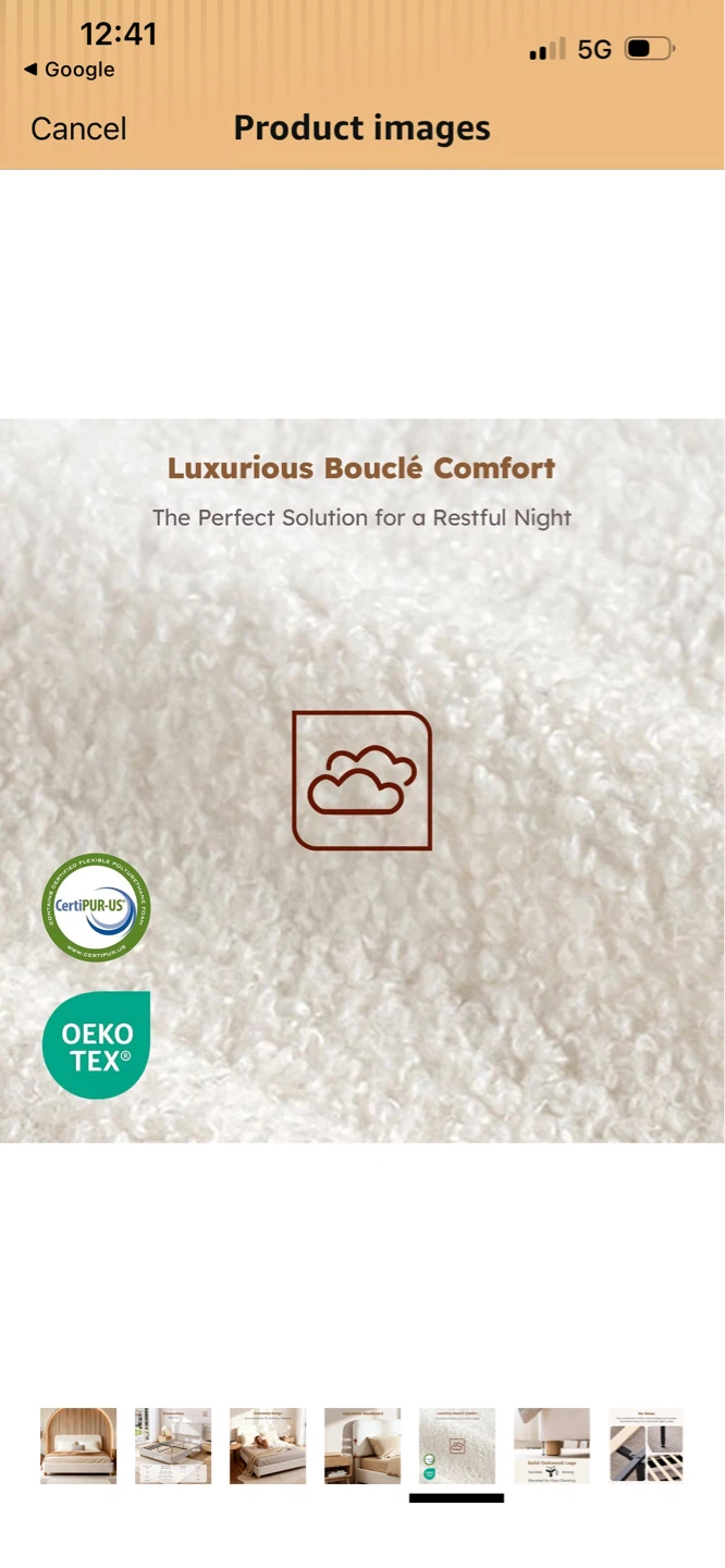 New Full Size Bouclé Upholstered Bed Frame - photo 4