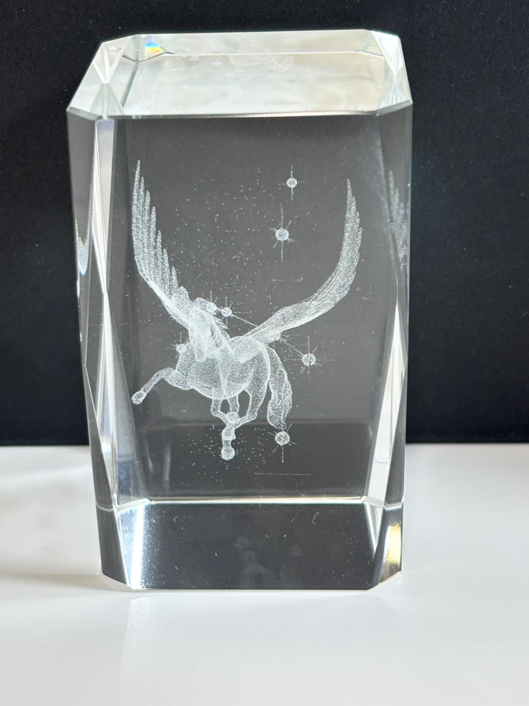 Pegasus Crystal Etching Paperweight