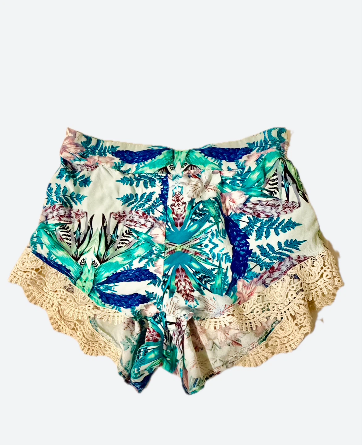 Women's Floral Print Lace Trim Shorts