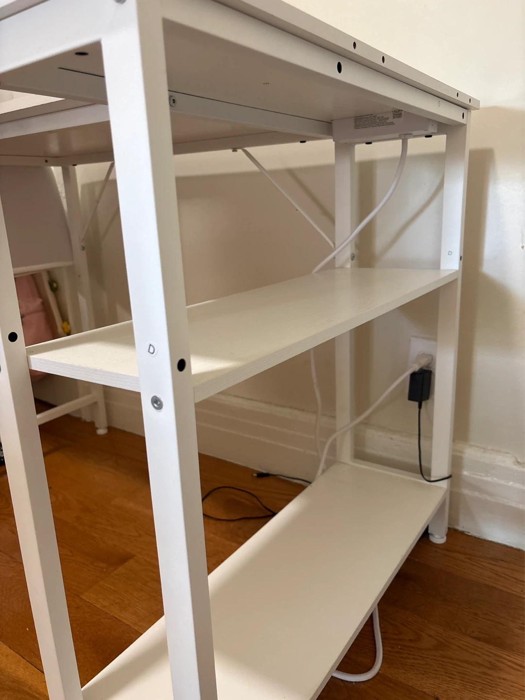 White L-Shaped Desk with Built-in Power Strip - photo 3