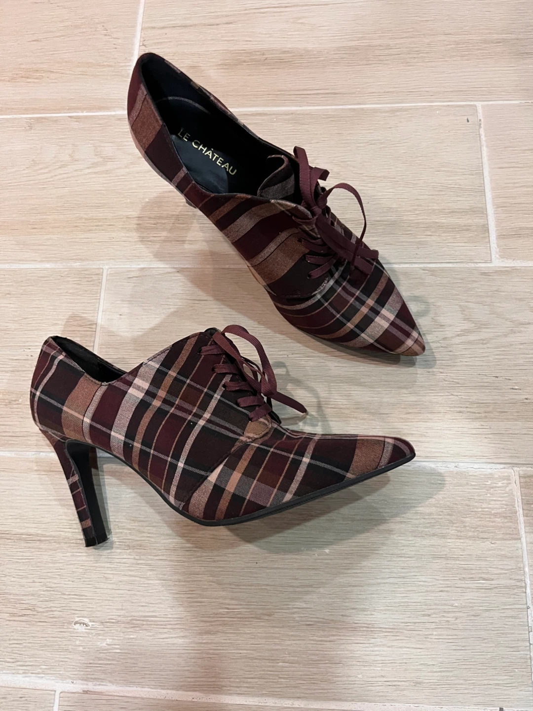 NEW Size 37 Le Château Plaid Heels - Women's Shoes - photo 2