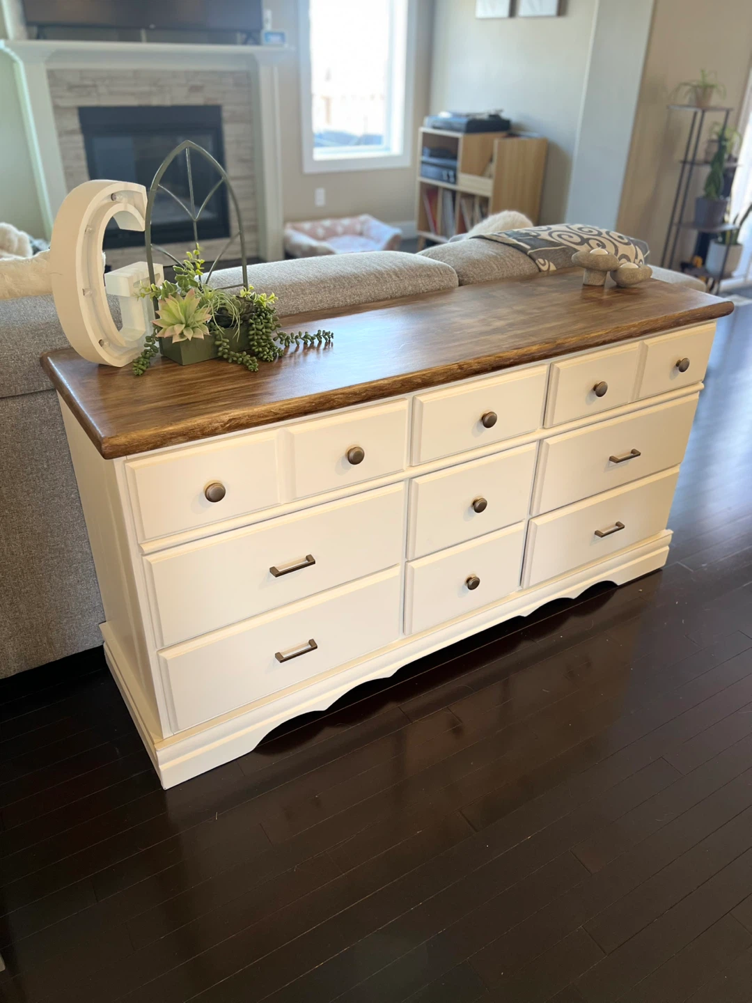 Modern Farmhouse Solid Wood Dresser  – Walnut Finish Top