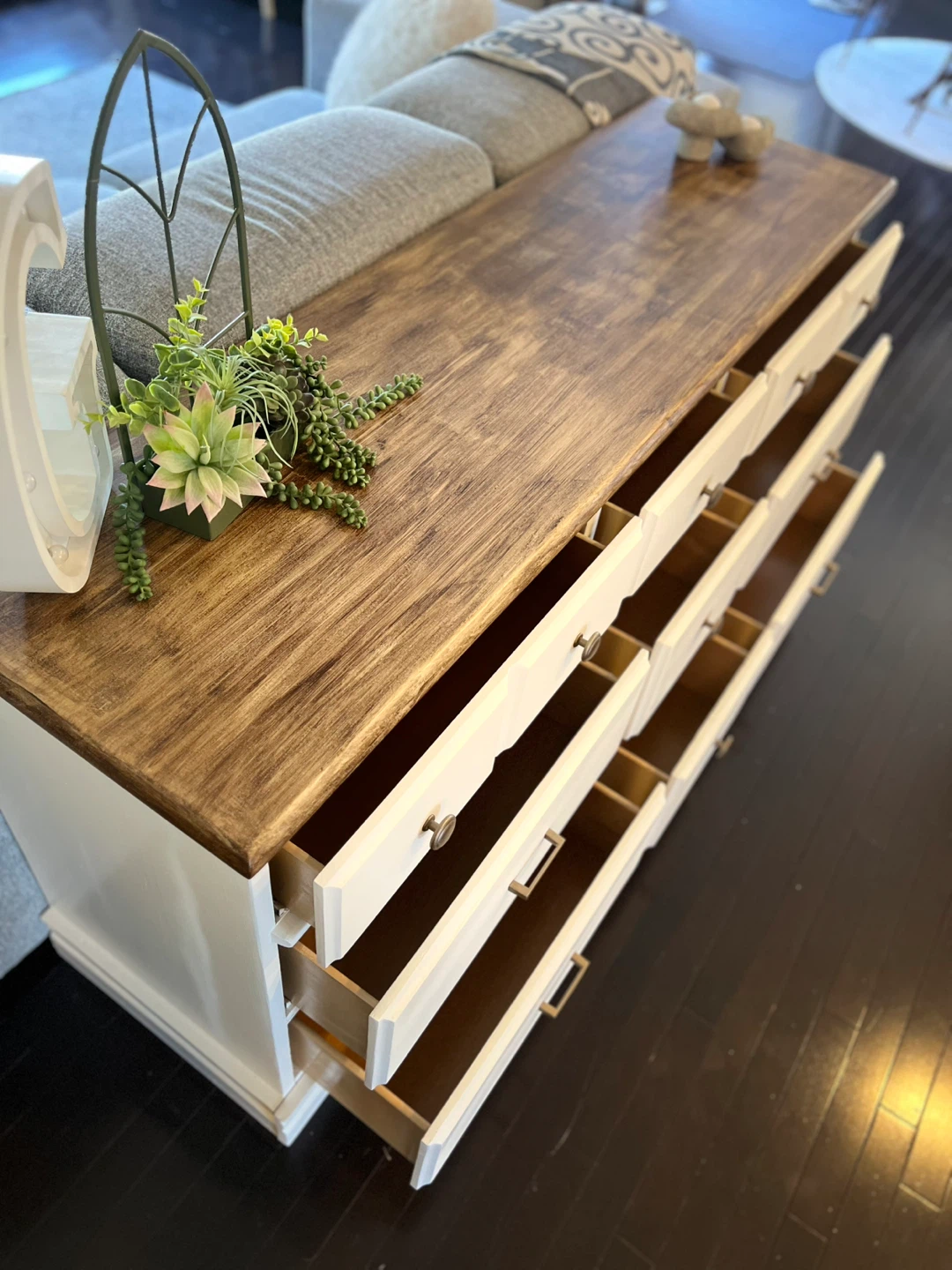 Modern Farmhouse Solid Wood Dresser  – Walnut Finish Top - photo 5
