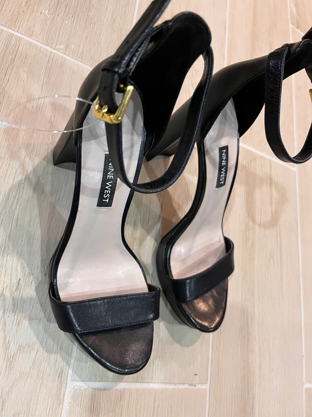 NEW Size 7.5 Nine West Black Block Heel Sandals Ankle Strap - photo 3
