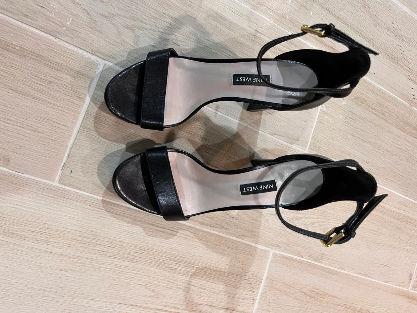 NEW Size 7.5 Nine West Black Block Heel Sandals Ankle Strap - photo 5