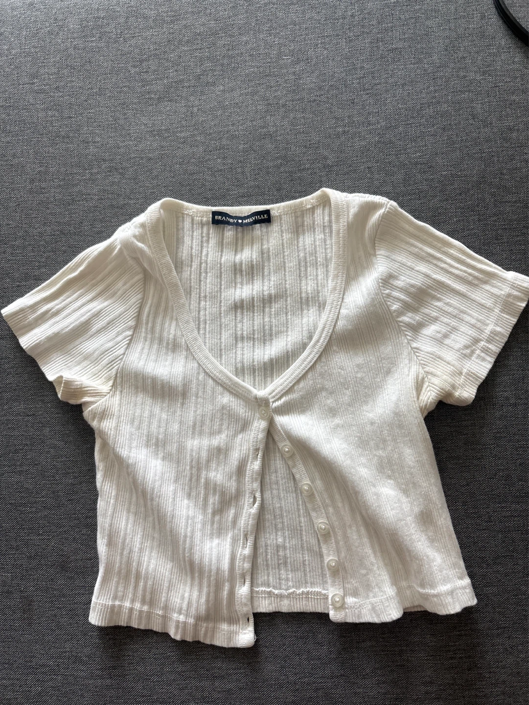 Brandy Melville White Ribbed Cropped Cardigan