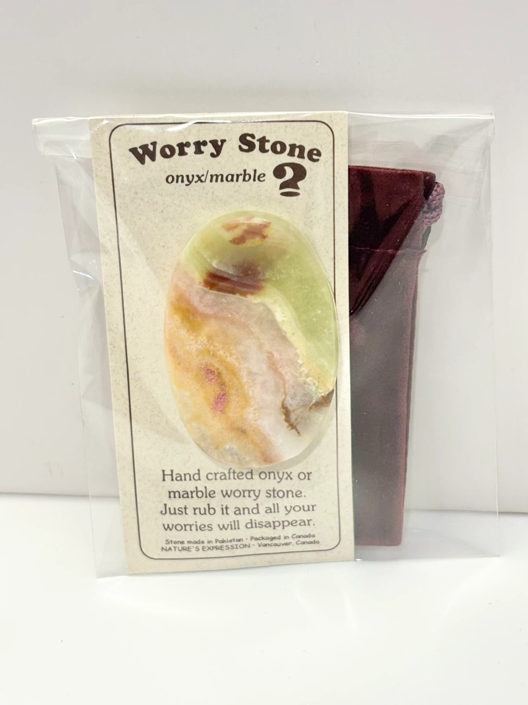 Worry Stone Handcrafted Onyx/Marble with Pouch