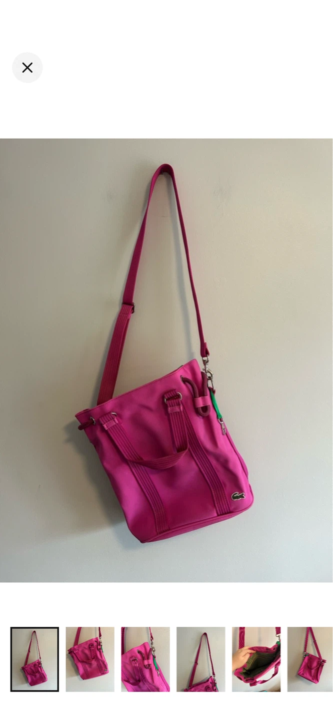 Lacoste Pink Tote Bag with Shoulder Strap