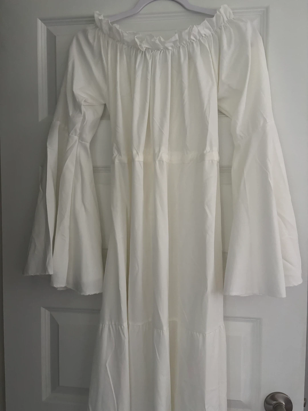 White Maxi Dress with Bell Sleeves - photo 2