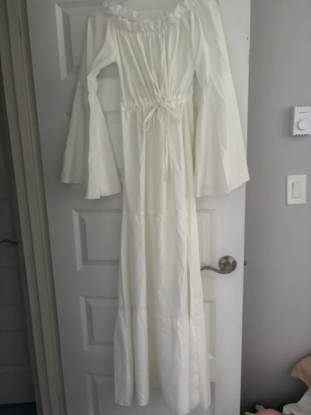 White Maxi Dress with Bell Sleeves