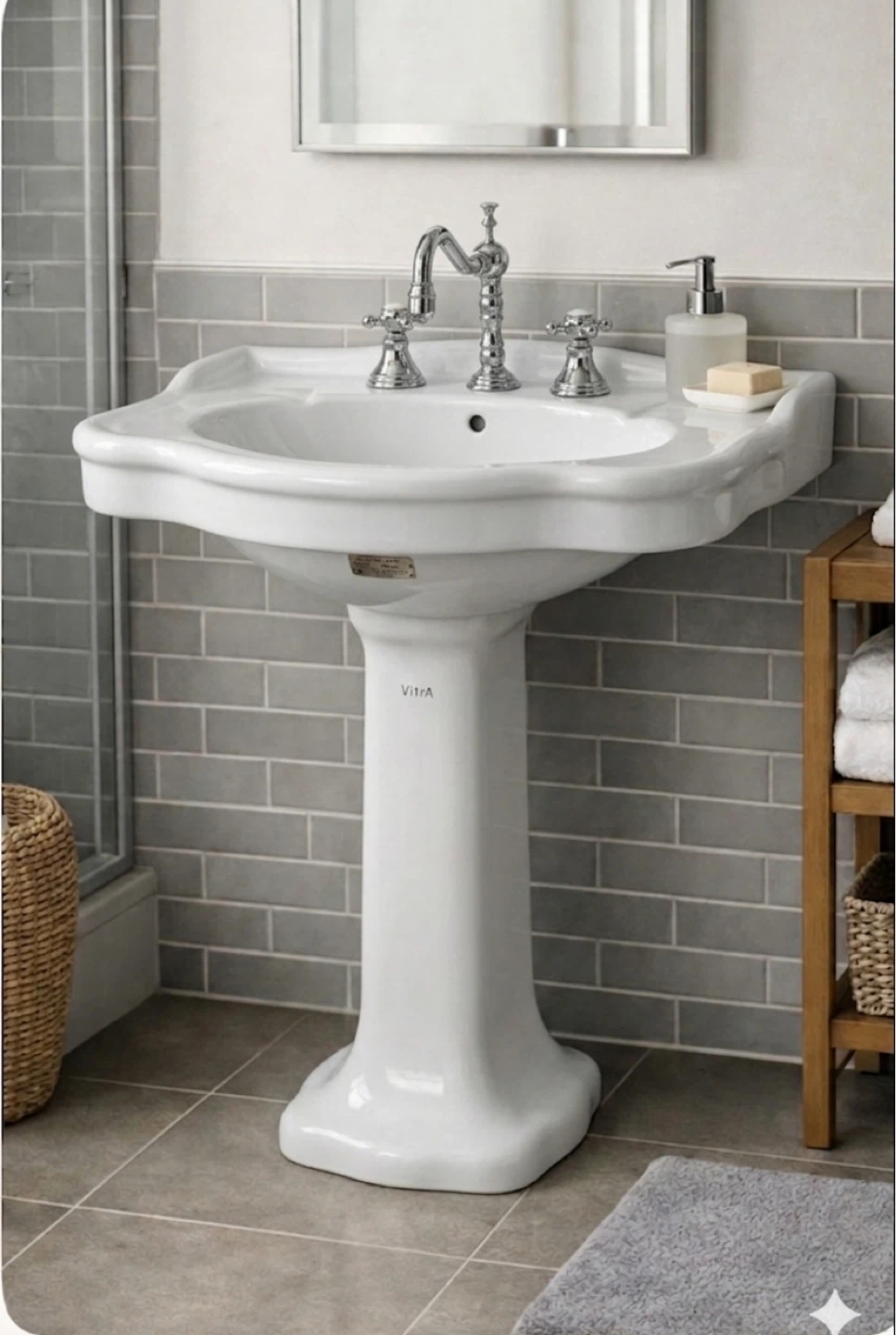 Luxury Cheviot Products Victorian Pedestal Sink & Chrome Faucets