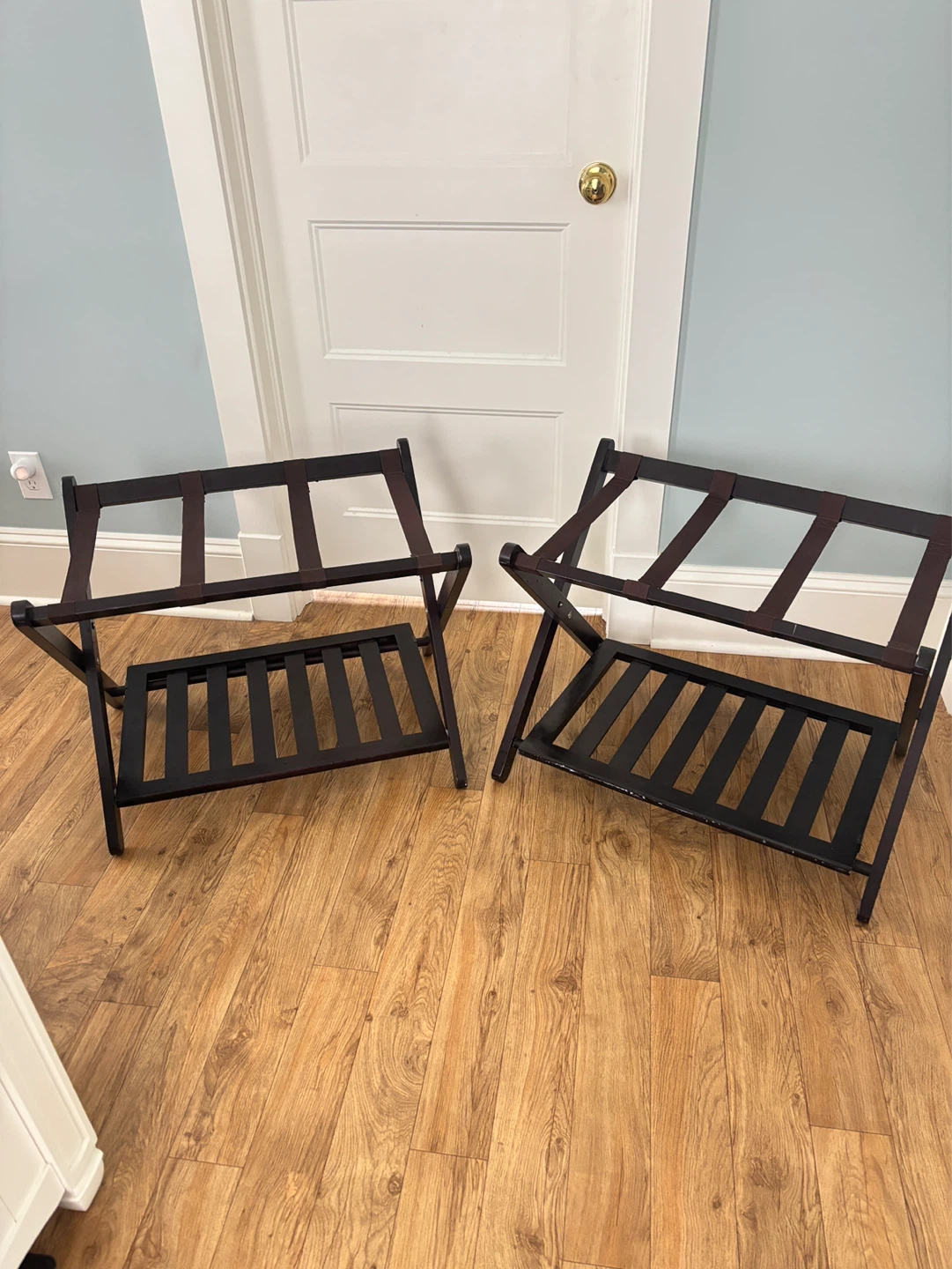 Set of 2 Dark Brown Luggage Racks