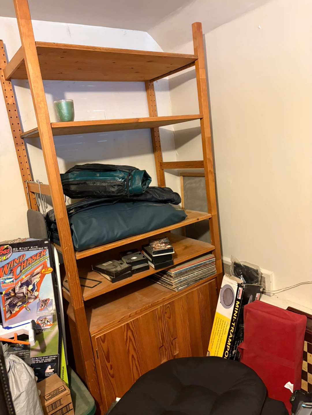 Wooden Ladder Shelf with Cabinet