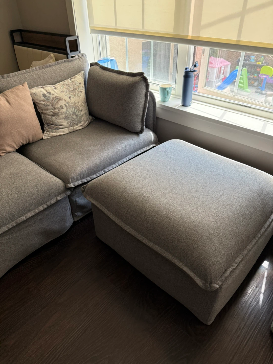 Gray Fabric Sofa with Ottoman - photo 2