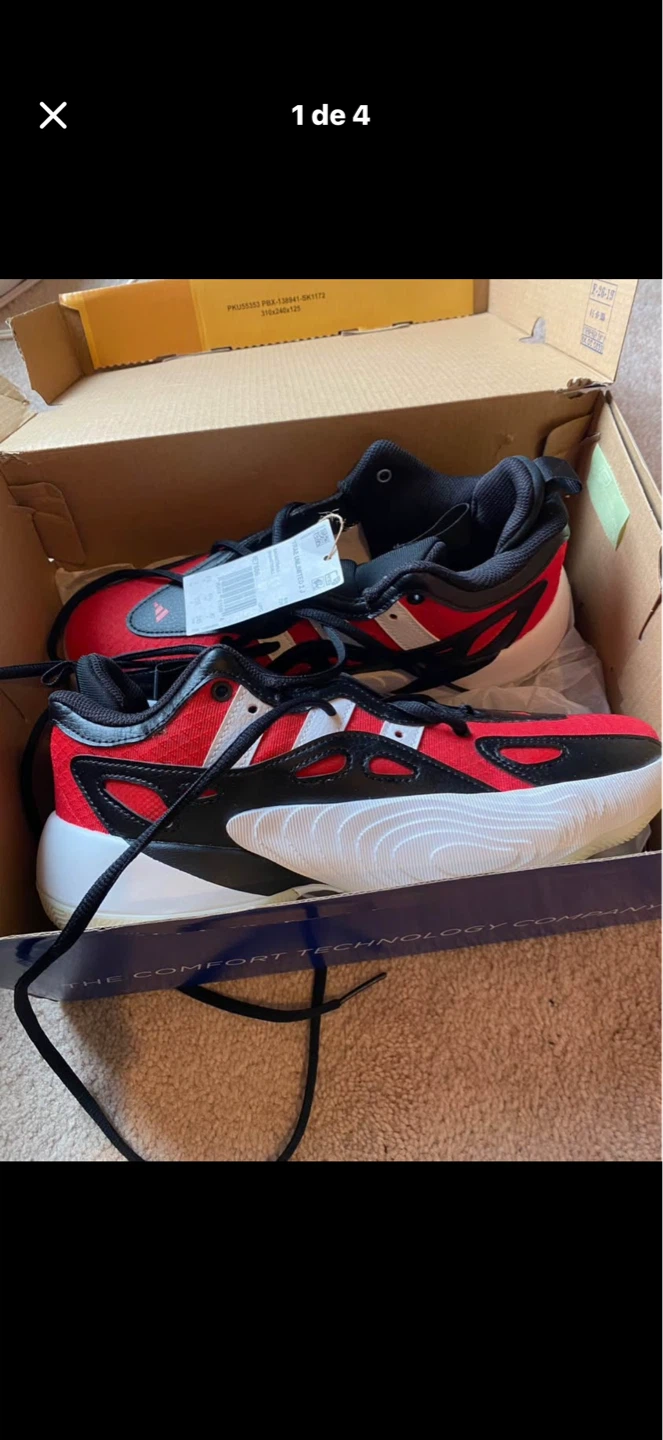 Adidas Red Black White Basketball Shoes - photo 3