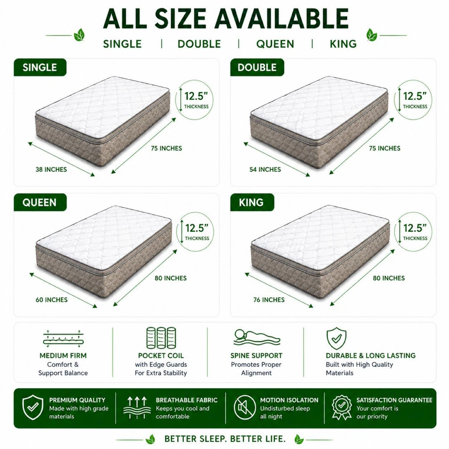 Bio Foam Mattress with Bamboo Fabric - Queen Size - photo 3