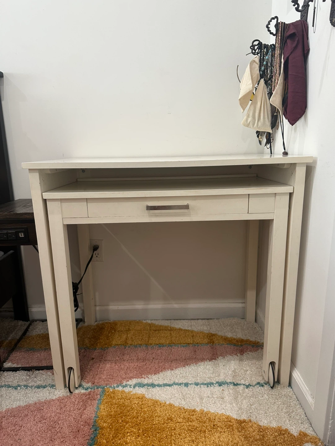 West Elm White Desk with Drawer