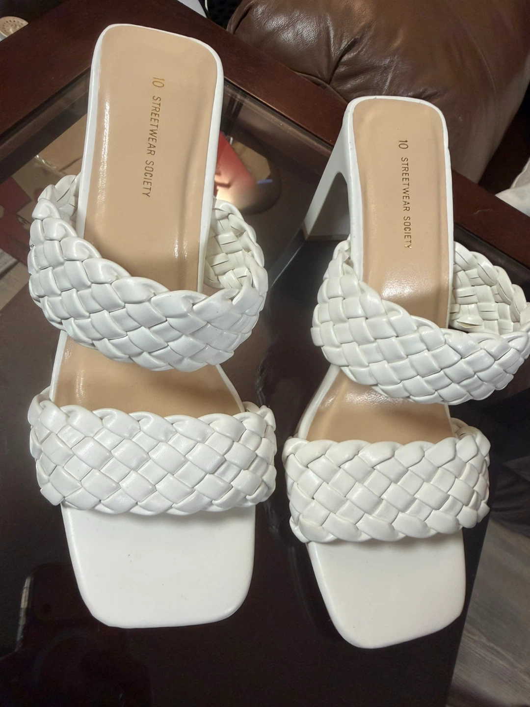 Streetwear Society White Woven Slide Sandals Size 10