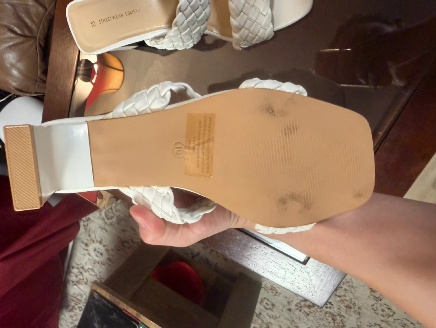 Streetwear Society White Woven Slide Sandals Size 10 - photo 3