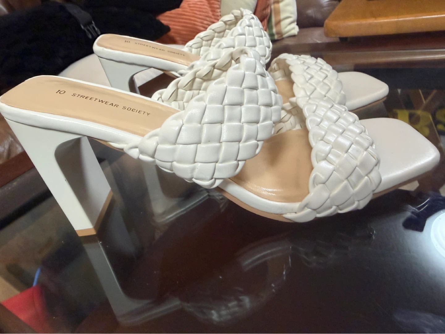 Streetwear Society White Woven Slide Sandals Size 10 - photo 2