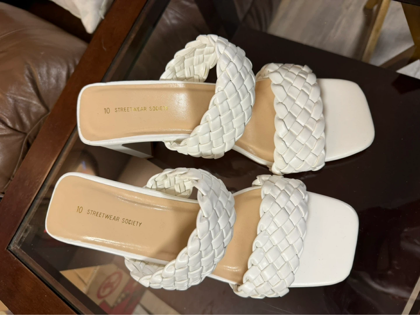 Streetwear Society White Woven Slide Sandals Size 10 - photo 5