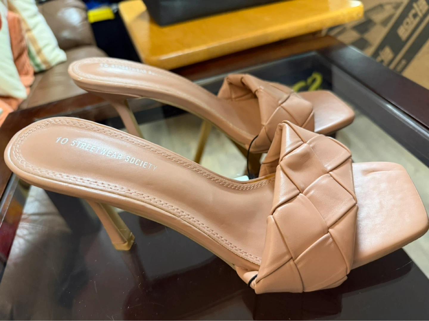 10 Streetwear Society Pink Woven Heeled Sandals Size 10 - photo 2