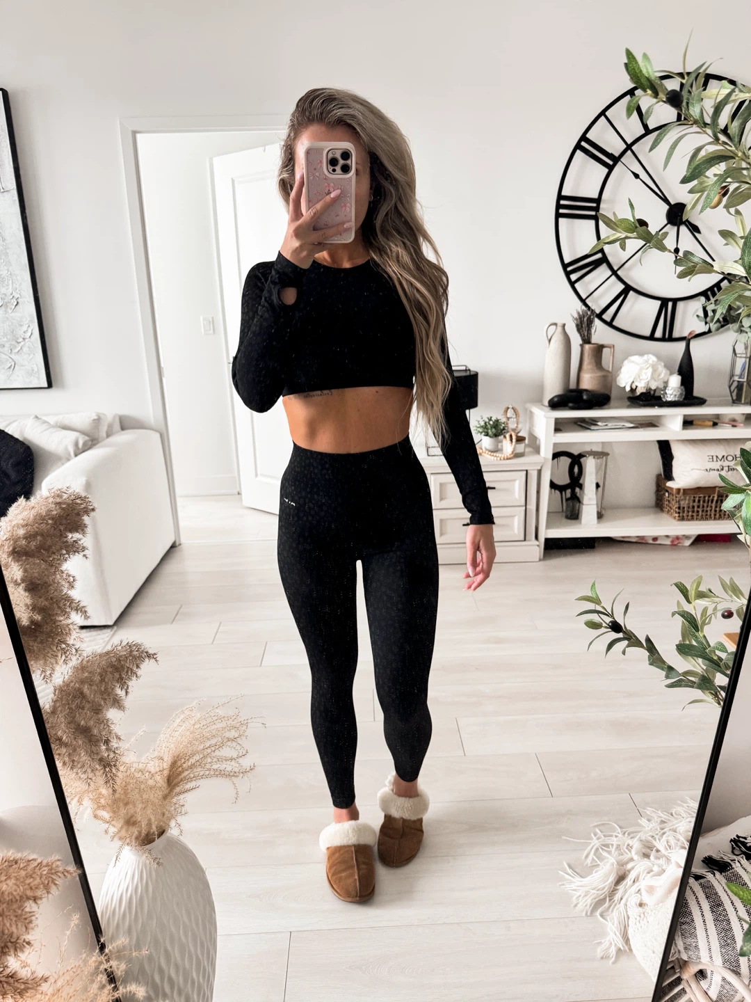 AYBL Black Leopard Print Seamless Workout Set - Size S