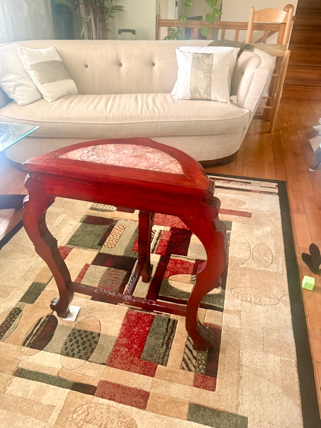 Antique Carved Mahogany Console Table with Marble Top - photo 4
