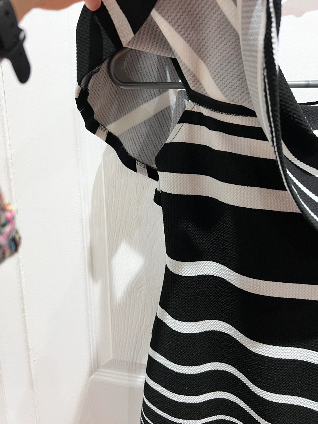 Black and White Striped Off-the-Shoulder Dress - Size S - photo 4