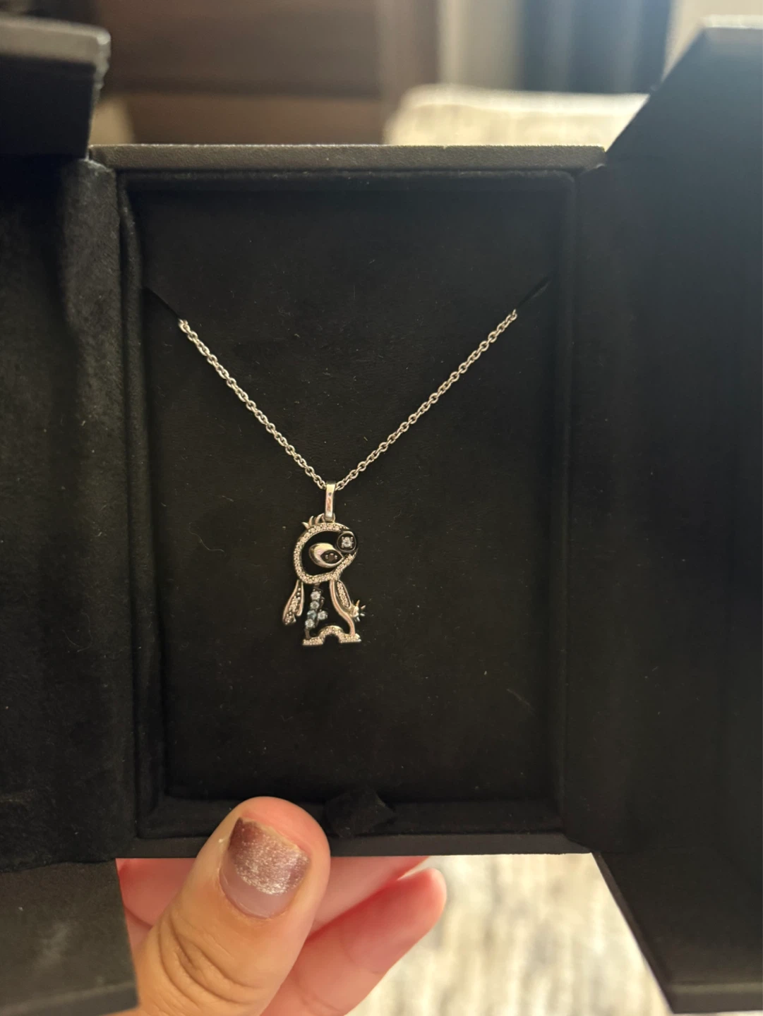 Sterling Silver with Diamonds Disney Stitch Necklace