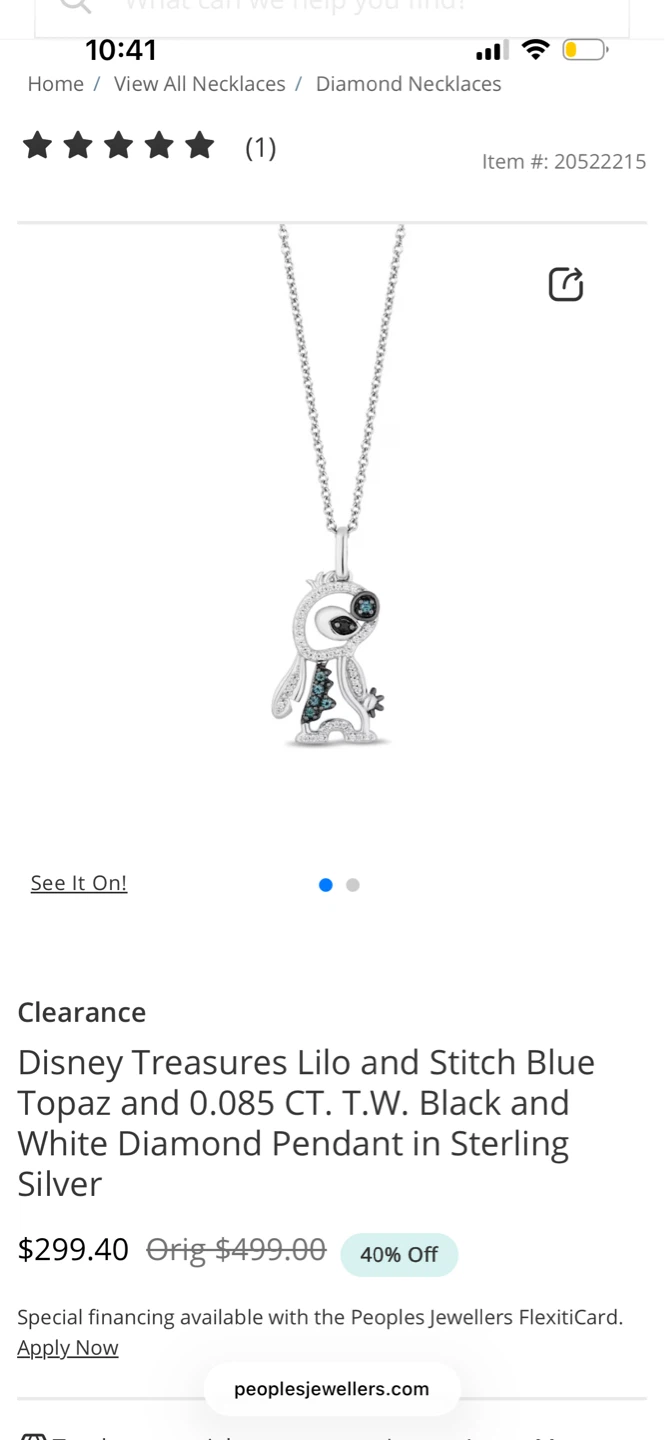 Sterling Silver with Diamonds Disney Stitch Necklace - photo 2