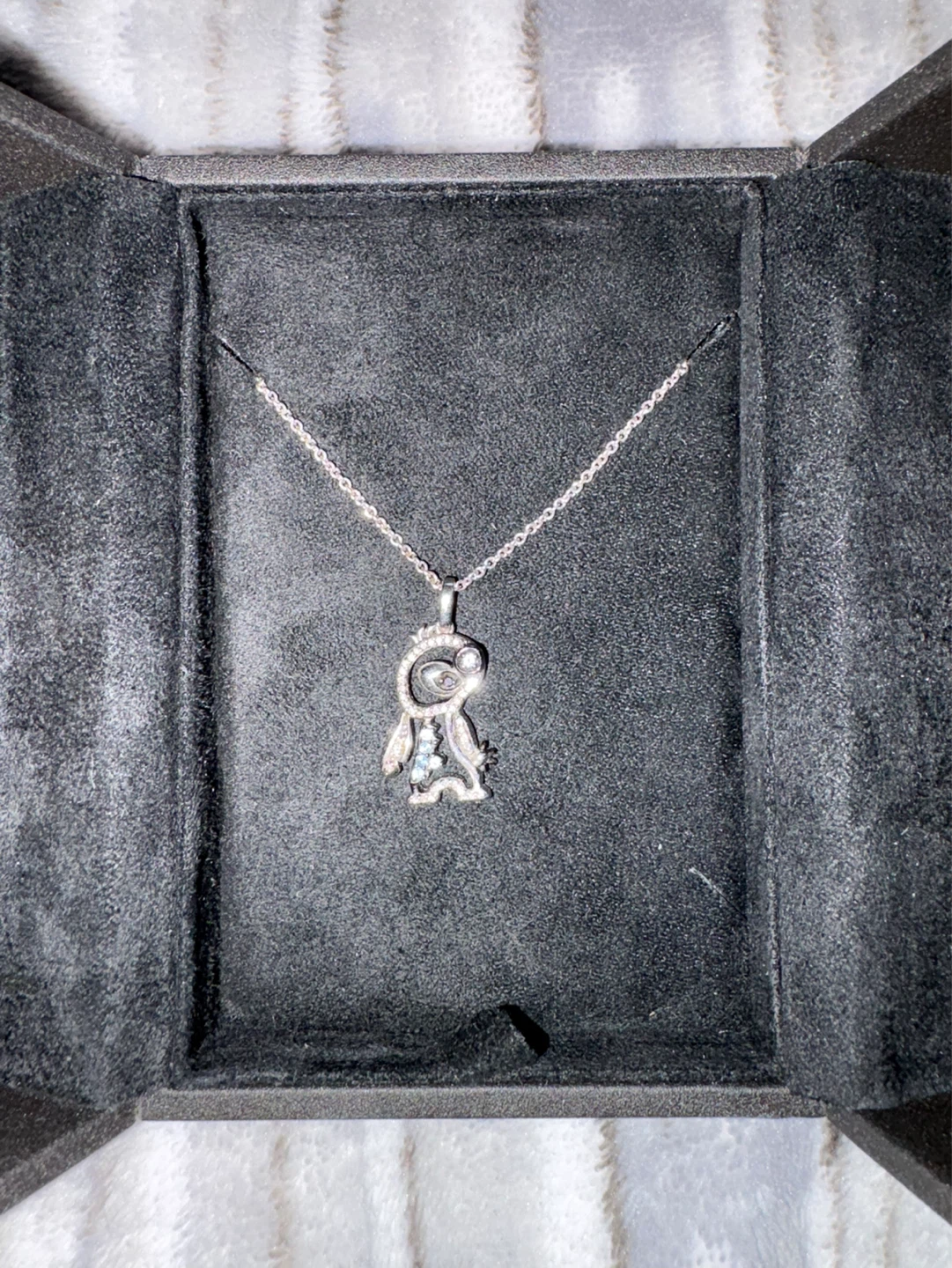 Sterling Silver with Diamonds Disney Stitch Necklace - photo 4