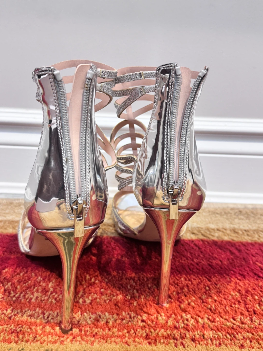 Silver Rhinestone Strappy Aldo high Heels