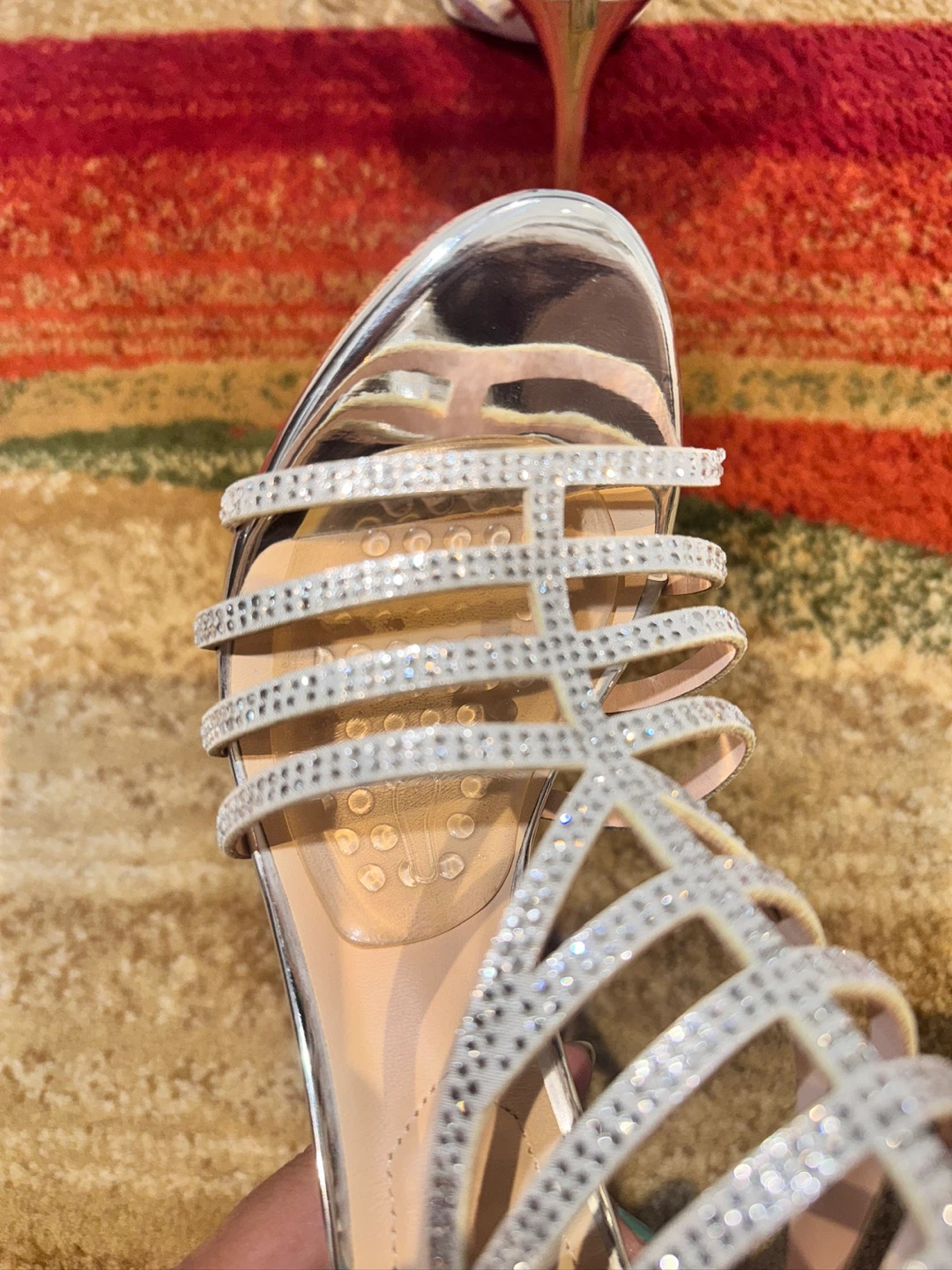 Silver Rhinestone Strappy Aldo high Heels - photo 4