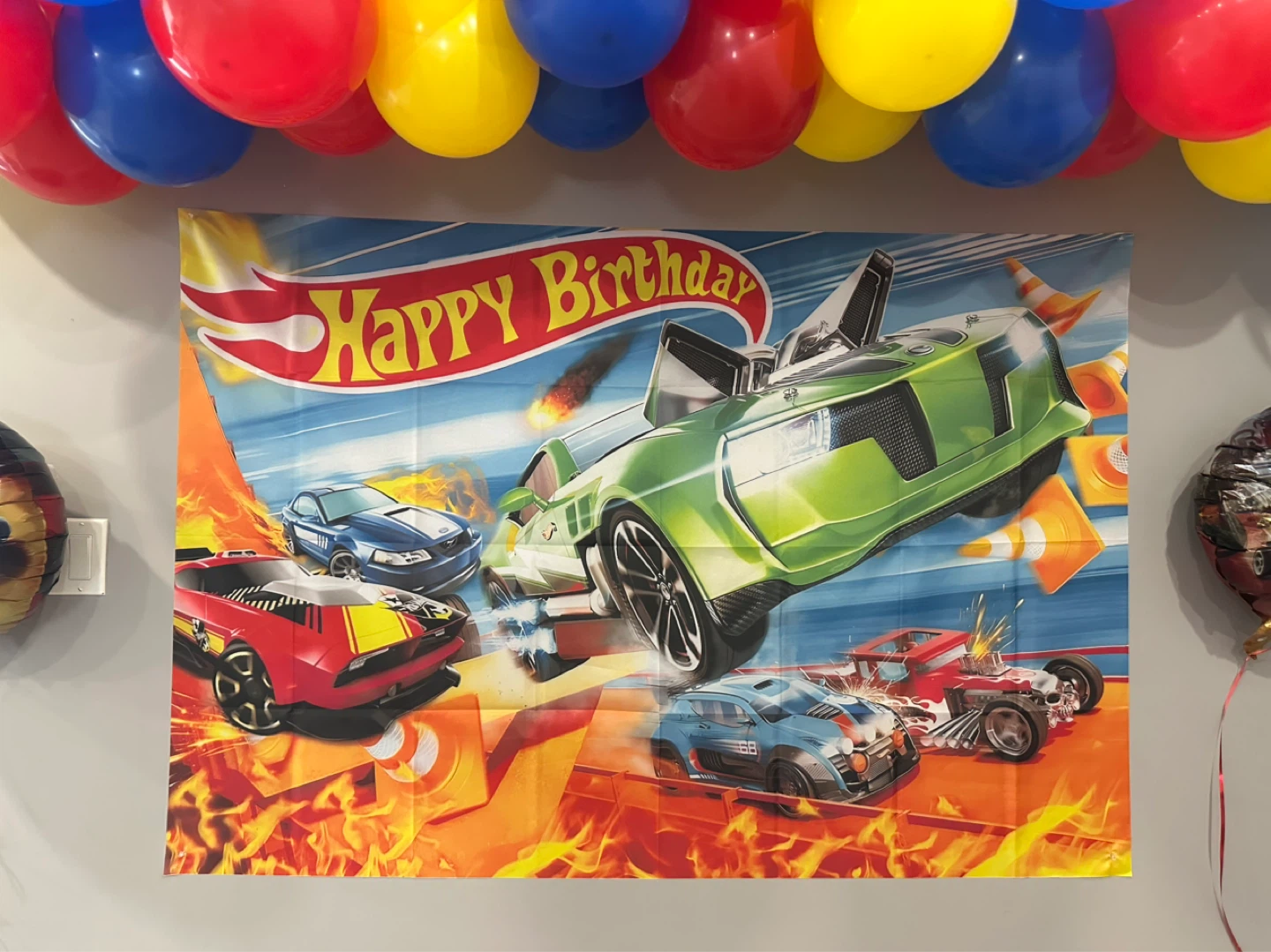 Hot Wheels Happy Birthday Banner and Decorations - photo 2