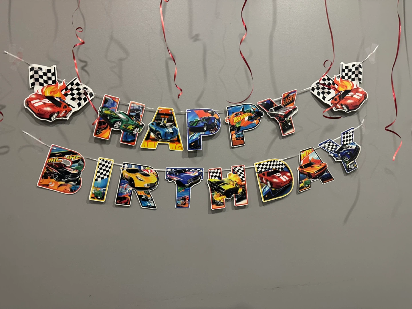 Hot Wheels Happy Birthday Banner and Decorations
