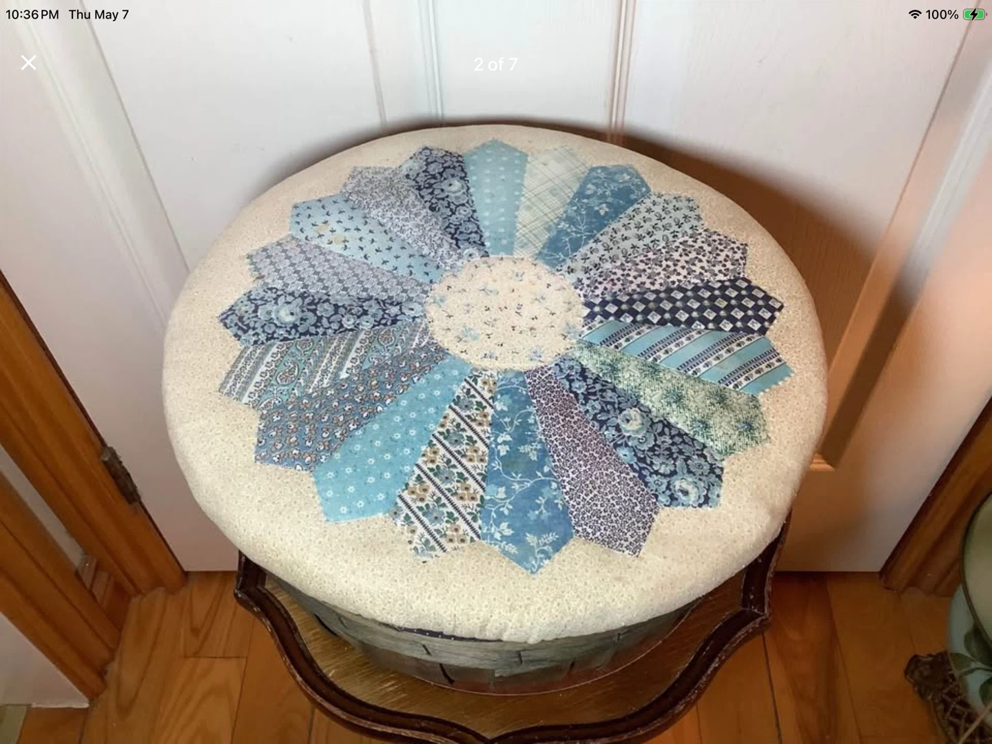 Vintage Quilted Lined Wood Slat Sewing/Storage Basket 🐞 - photo 2