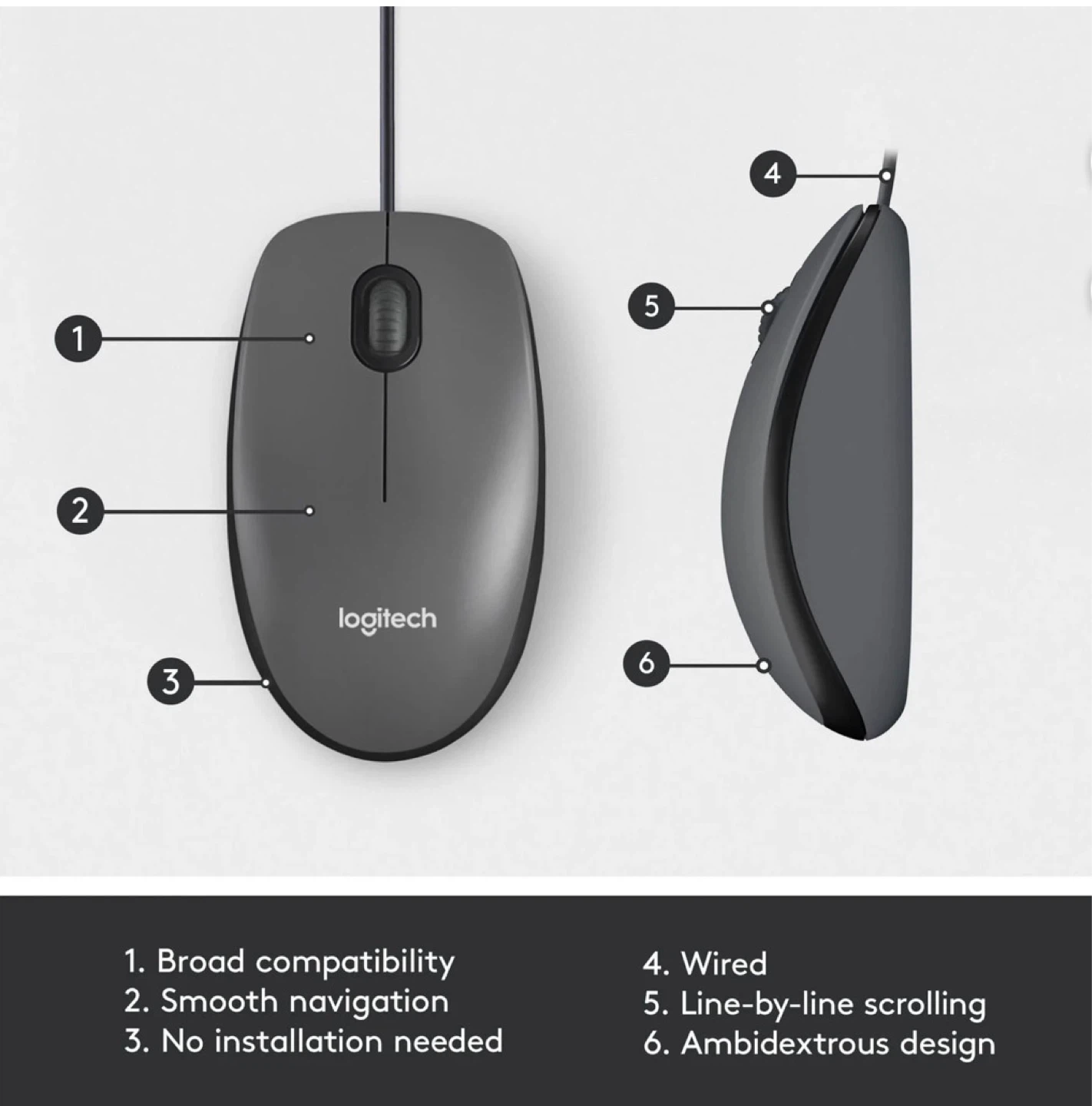 Logitech M100 Corded USB Mouse | Brand New - photo 4