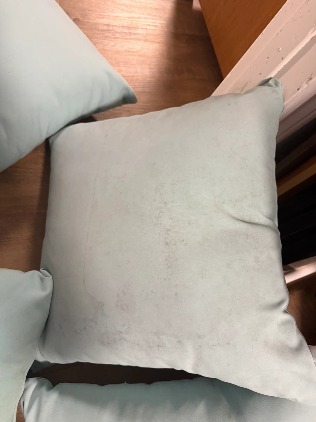 Set of 4 Light Blue Square Throw Pillows - photo 3