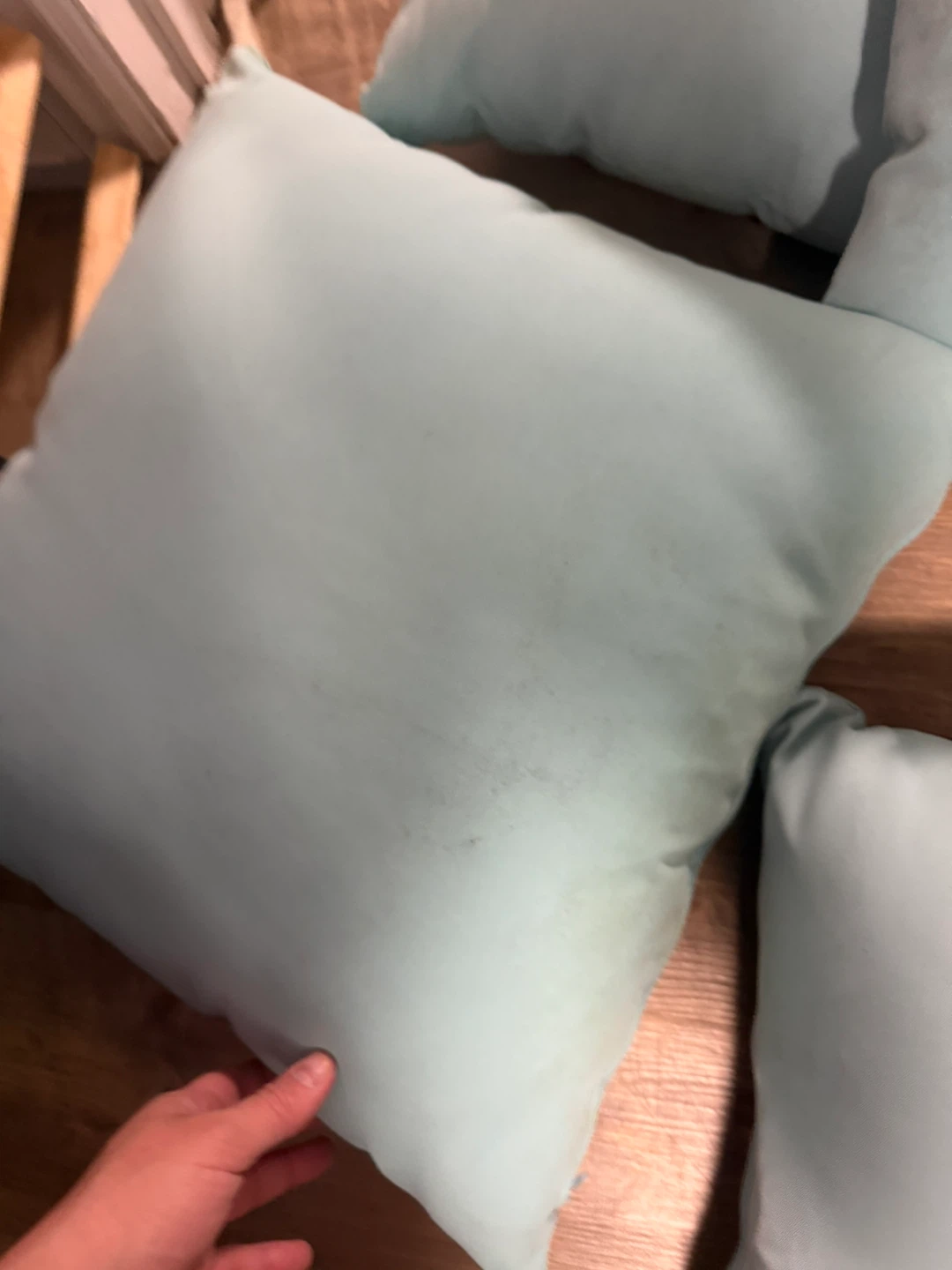 Set of 4 Light Blue Square Throw Pillows - photo 2
