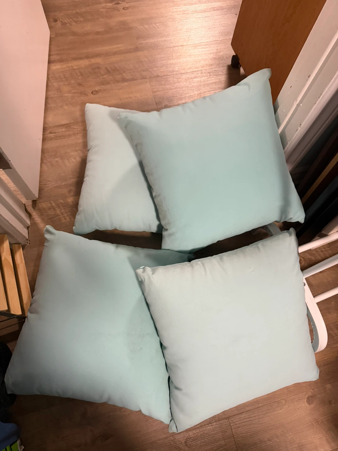 Set of 4 Light Blue Square Throw Pillows