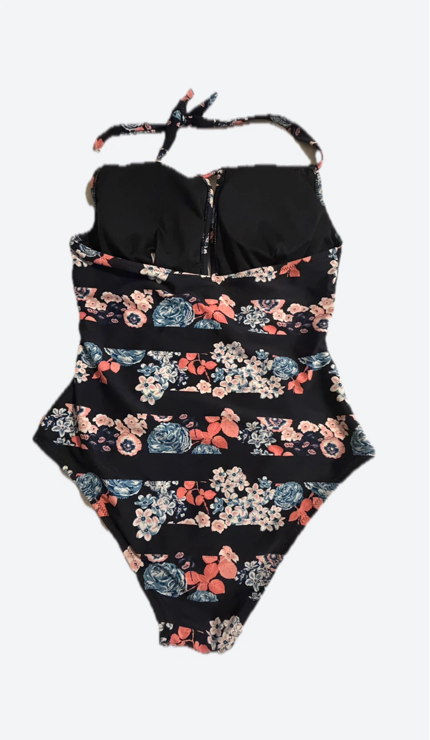 Navy Floral One-Piece Swimsuit - photo 2