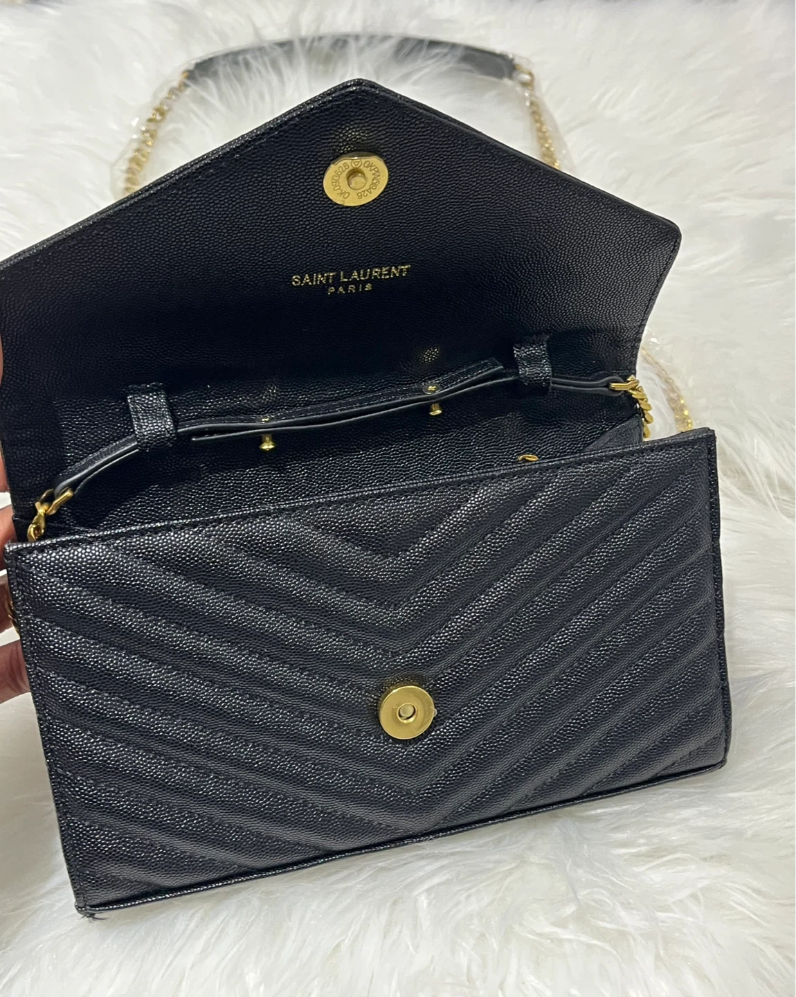 YSL Black Leather Chain Wallet Bag - photo 2