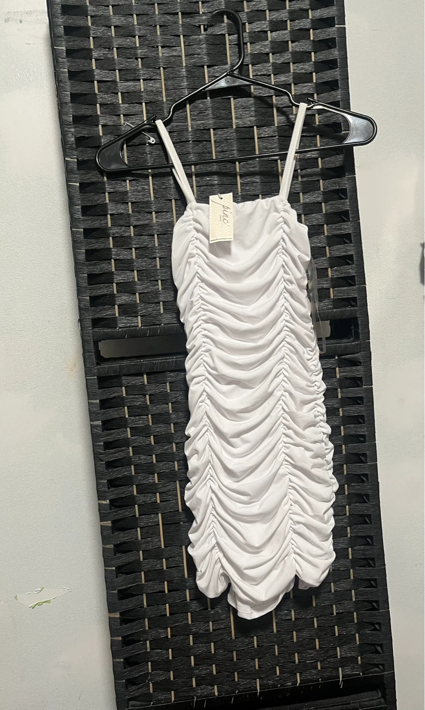 White Ruched Mini Dress size M o L - photo 2