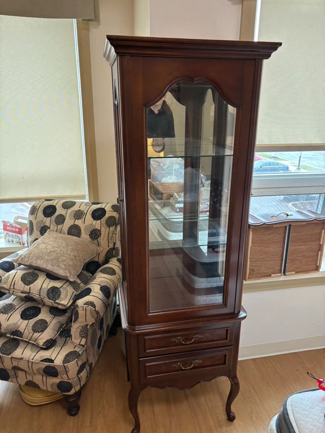 Wooden Display Cabinet with Glass Doors and Drawers - photo 4