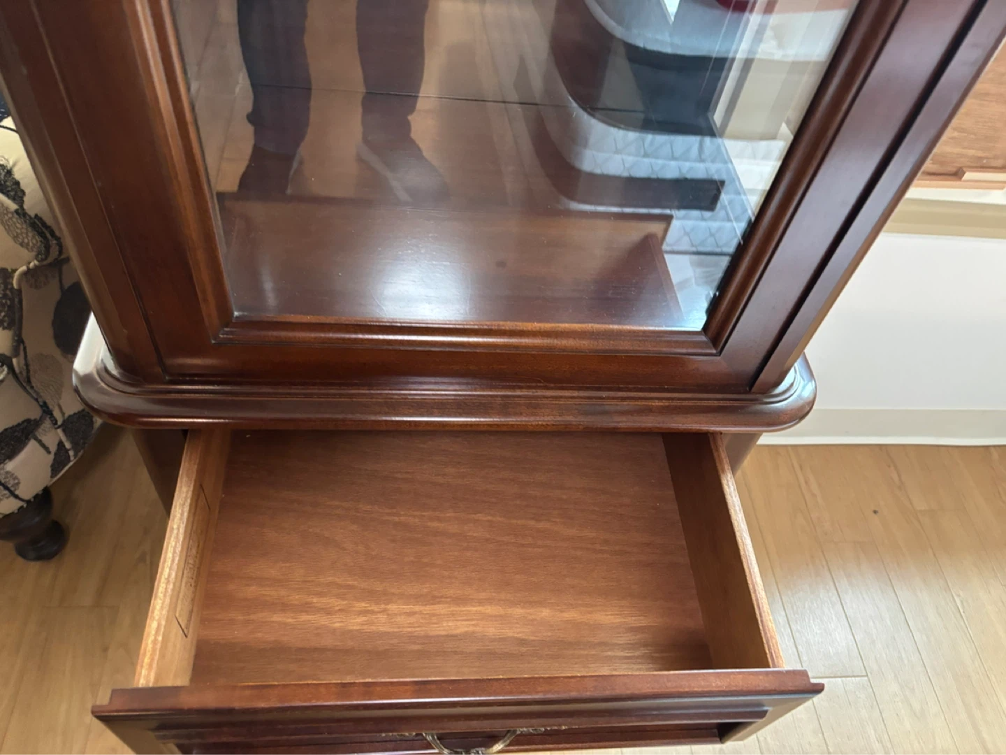 Wooden Display Cabinet with Glass Doors and Drawers - photo 2