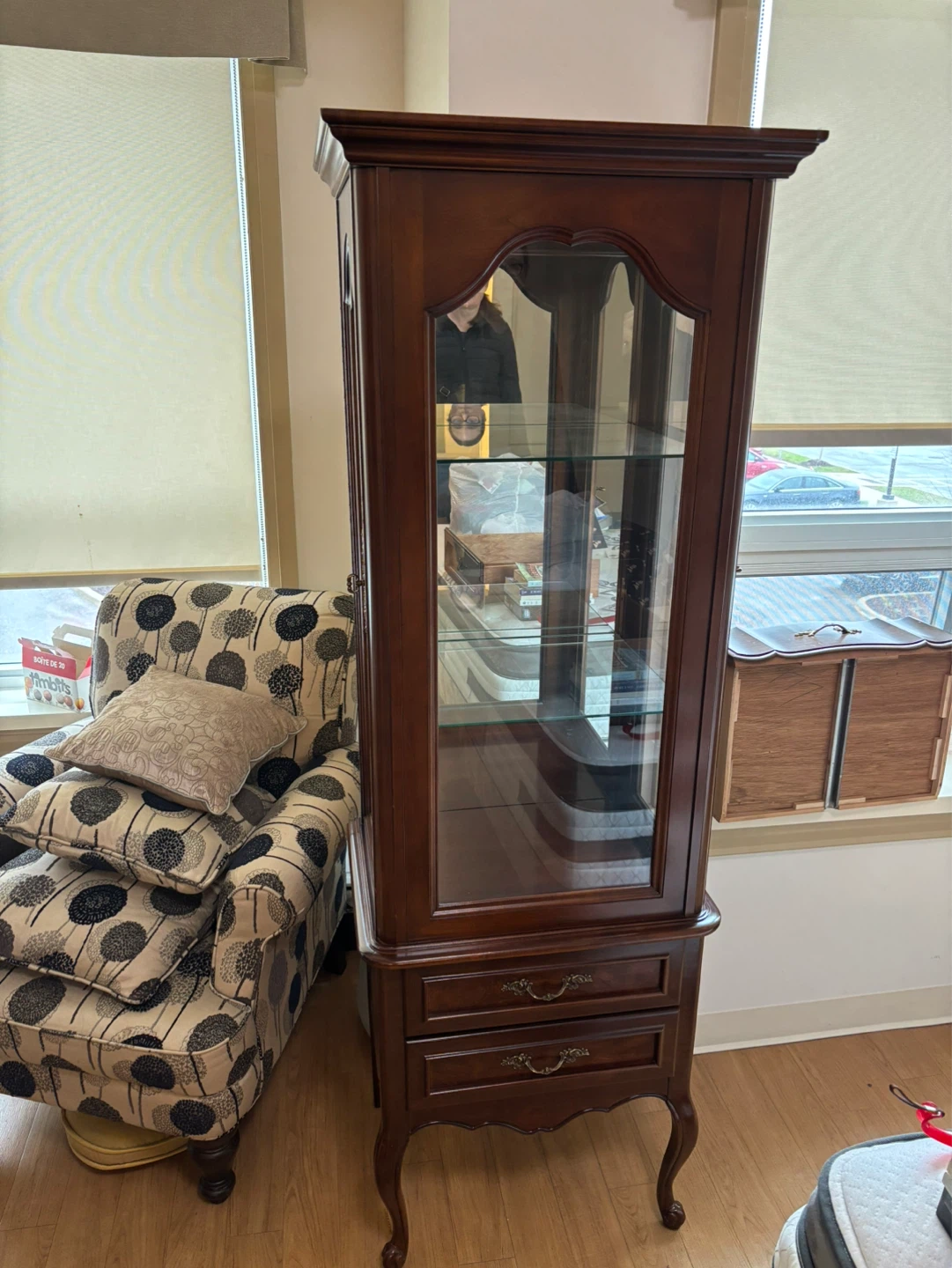 Wooden Display Cabinet with Glass Doors and Drawers - photo 3